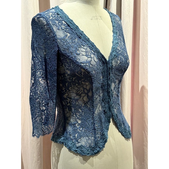 Vintage Stock Ann Ferriday Cotton Lace Crop Peplum Fairycore Jacket M - Picture 2 of 6